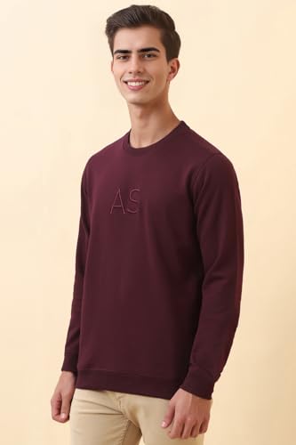 Image of Allen Solly Men's Cotton Blend Crew Neck Sweatshirt with Straight Pocket