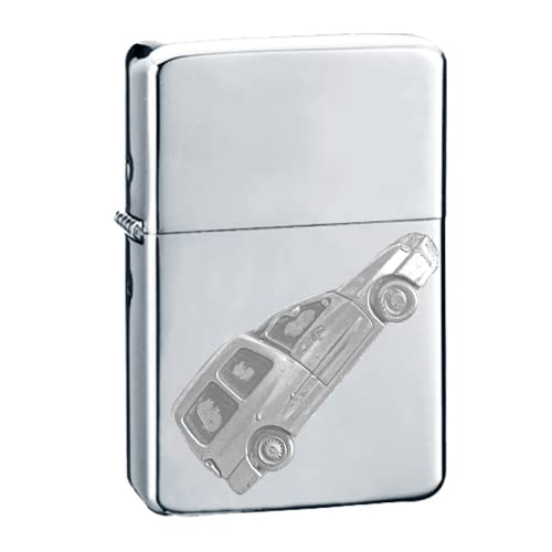 Briquet Caddie Combi 3D argenté, accessoire rechargeable effet étain