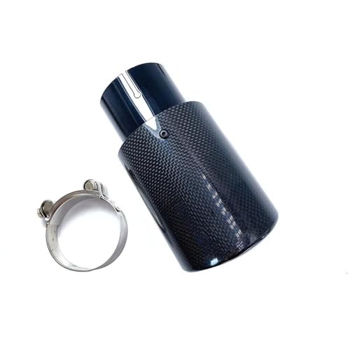 Coche Escape Silenciador Cola Tubo Tubo De Escape Universal Borde Biselado Color Negro 1 Unidad, Tubo Escape para Automóvil Fibra Carbono Brillante Rizado Acero Inoxidable(76MM IN-89MM out)