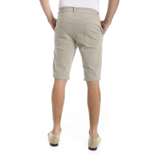Andora Casual Plain Regular Fit Gabardine Short-Beige-40