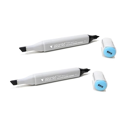 Image of BRUSTRO Twin Tip Alcohol Based Marker (Pack of 2) Cloud Blue