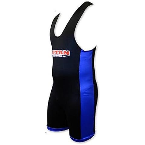 LiftingLarge Titan Triumph Powerlifting Singlet Black/Blue IPF Legal Raw (2XL) Cover