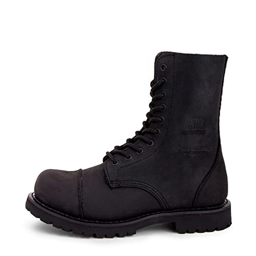 Sendra Boots - 6478 Botin de Hombre con Suelo de Goma y Punta Redonda - Estilo Botas Militares en Color Negro de Piel Engrasada - Botas Elegantes - 39