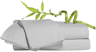 100% Bamboo Super Silky Soft Luxury 4 Piece Duvet Bed Set - Complete Bedding Set Includes Duvet Cover 2 Pillowcases and Deep Fitted Sheet by Euphoric Bedding ® (Light Grey, Double)