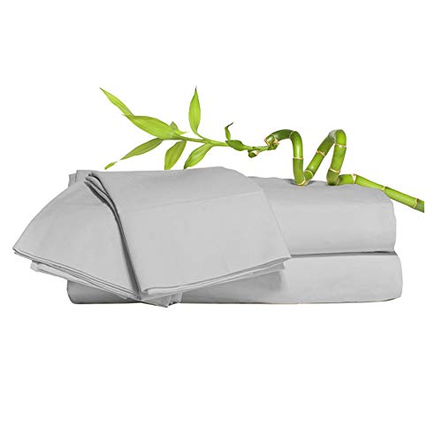 100% Bamboo Super Silky Soft Luxury 4 Piece Duvet Bed Set - Complete Bedding Set Includes Duvet Cover 2 Pillowcases and Deep Fitted Sheet by Euphoric Bedding ® (Light Grey, Super King)