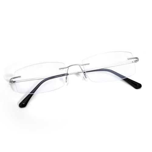 Image of IGnaef Rectangle Rimless Blue Light Blocking Glasses for Women Fashion Non Prescription Office-Siren Frameless Eyewear BL1230