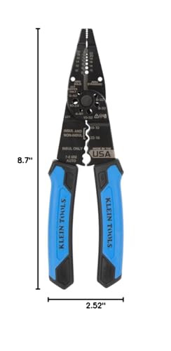 Image of Klein Tools 1025 Long Nose Multi-Purpose Wire Stripper, Made in USA Professional Electrician Tools, Crimping Tool, Cable Stripper for 10-20 AWG Solid, 12-22 AWG Stranded Wire