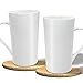 YINUOWEI 20oz Porcelain Coffee Mugs Set of 2, Large Tall Coffee Mugs with Handles, Modern Ceramic Coffee Cups for Coffee, Tea, Cocoa, Milk, Gifts for Women Men - White