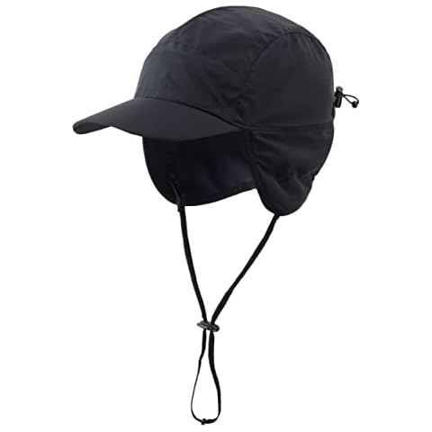 Magracy Outdoor Men's Baseball Cap Waterproof Winter Earflap Hat Fleece Lined Aviator Pilot Cap Black Cover