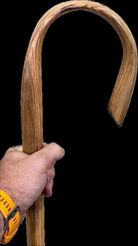 Solid Oak Shepherds Staff 60 Inch Traditional Walking Cane Crook Style Mobility Aid and Costume Prop