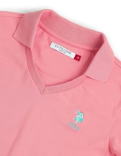 Image of U.S. POLO ASSN. Women's Open Placket Solid Polo Shirt (UWSS24PTS054 Pink XL)