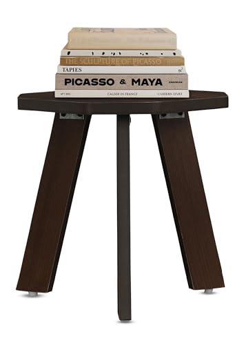 Image of SBF Furniture Mini Hexagonal Side Table, 30cm Matte Finish, Modern Minimalist Design, 3 Angled Legs (Brown2)