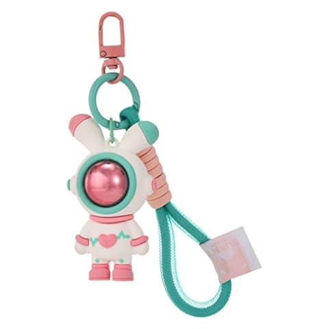 YEHJDSMD Silicone Lightning Rabbit Keychain Cartoon Love Astronaut Car Anime Braided Rope Pendant Bag Ornament Accessories Girls Suitable for Key Loss Prevention, Pink Cover