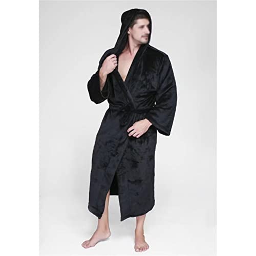 Plus Size Bathrobes Men Hooded Robe Winter Long Sleeve Plush Men's Morning Gown4