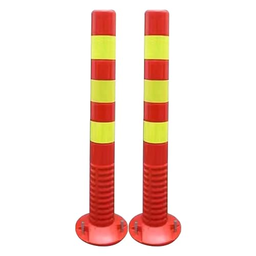 SGKOMN Flexible Traffic Safety Bollard, Reflective Delineator Post for Driveways, Caution Cones, Red+yellow-2 Pcs