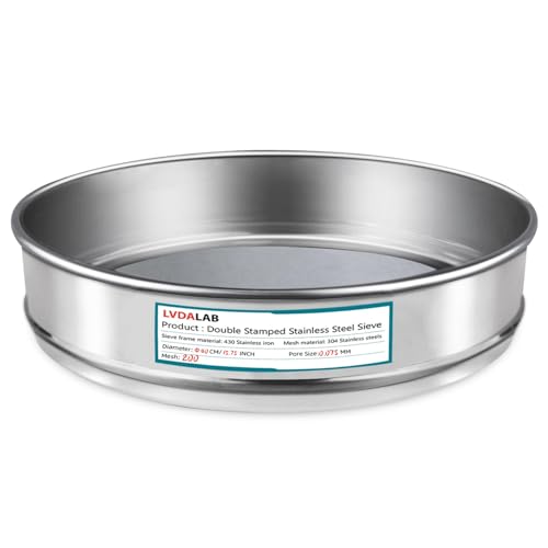 LVDALAB 304 Stainless Steel Lab Sieve Screen Mesh, 200 Mesh (0.075mm) Aperture Test Sieve, 15.75''(40cm) Diameter Economy Standard Analysis Sample Test Sieves for Industrial Laboratory Homes