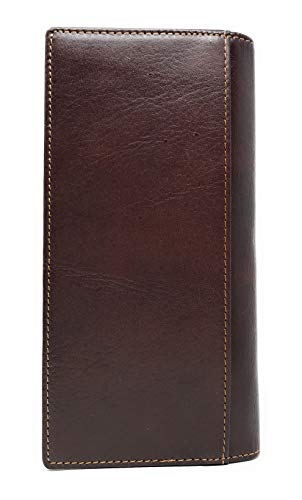 Western Genuine Leather Tooled Laser Cut Basketweave Men's Long Bifold Wallet in 8 colors (Coffee/Beige)3