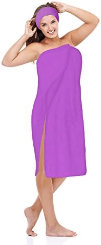 Luxury Spa Wrap Womens Plus Size Snap Bath Towel Wrap (4XL Plus Size 3X 4X, Purple)