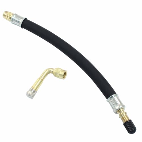 Image of Zorfeter Tire Valve Extension, 8.25 Inch Flexible Valve Stem Extenders with 90 Degree Brass Tire Valve Extension Adaptor Compatible for Cars, Harleys, RV, Truck, Bicycles, Motorcycles