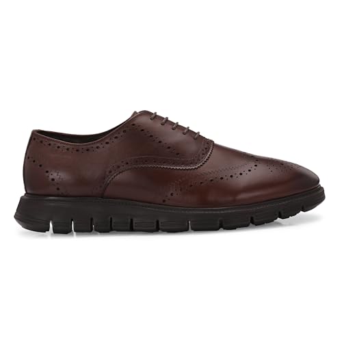 Image of Legwork Informal Brogue 2.0 - Italian Leather Hybrid Dress Shoes with XL Extralight Outsole | Ultra-Lightweight & Comfortable Oxford Wingtip | All-Black Elegance