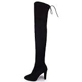[Ｍｉｎｅｓａｍ] ブーツ レディース ロング ニーハイブーツ 長ブーツ スエード 美脚 秋冬 ストレッチ ブラック 25.5 cm
