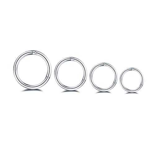 4Pcs Surgical Stainless Steel Gold 16G Sleeper Cartilage Tiny Hoop Earrings Septum Hinged Clicker Nose Ring Helix Tragus Piercings 6mm 8mm 10mm 12mm Set