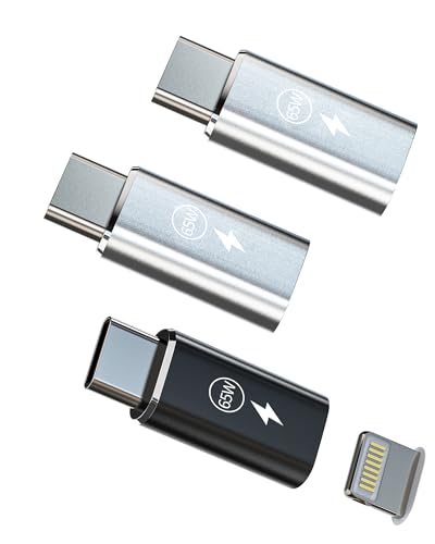 65W Adaptador Lightning a USB C Cargador Rapido Accesorios (3 Pack)Lightning Jack Hembra to Tipo C Macho Conversor Type-C Compatible con Samsung Para Apple iPhone15 Pro Max Plus Para iPad Convertidor