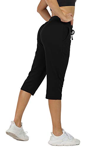 Image of icyzone Capri Sweatpants for Women - French Terry Workout Cropped Joggers Athletic Lounge Pants with Pockets