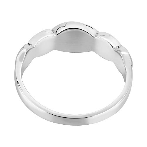 AeraVida Fancy Row of Natural White Shiva Shell .925 Sterling Silver Band Ring | Elegant Wedding Rings For Women | Casual Comfort Fit Silver Rings for Women | Sterling Silver Rings Sizes (7-9)3