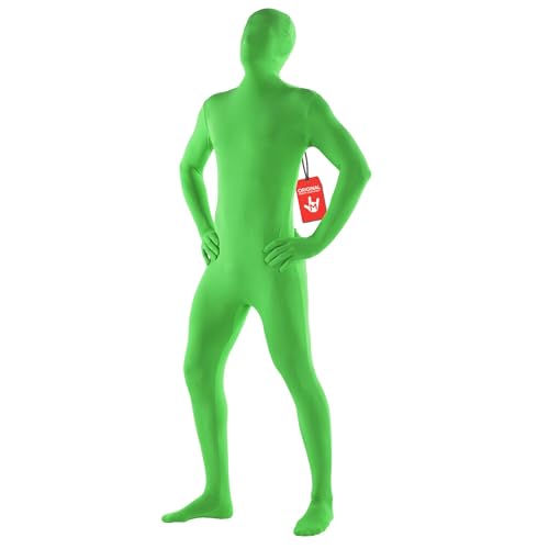 Morphsuits Traje segunda pele para adulto verde, fato verde cromado, disfarces cromados, disfarce carnaval adulto - M
