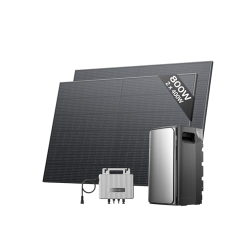 ECOFLOW STREAM Balcony Power Station with AC Storage, 1.92 kWh Solar Storage, 800 W Microinverter, 2 x 400 W PV Solar Panels, Expandable up to 11.52 kWh, Plug & Play, IP65