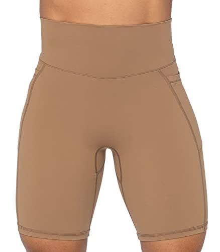 Image of Sunzel Women's No Front Seam Biker Shorts with Pockets, High Waist Tummy Control Yoga Workout Gym Bike Shorts | 3, 5 Or 8-Inch Inseam, High Waisted, No Front Seam, Side Pockets, Buttery Soft, Compression Fit, Squat Proof, Tummy Control