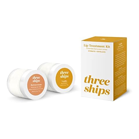Three Ships Lip Treatment Kit - Buttercream Hydrating Lip Mask and Vanilla Lip Exfoliator – Soothing Natural Lip Care for Dry, Damaged Lips – As Seen on Dragons’ Den, 2 x 15g Cover