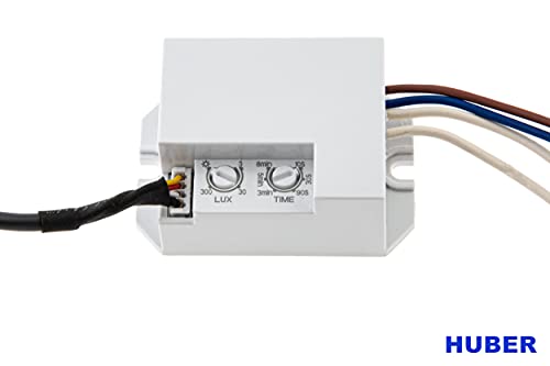 HUBER Motion 19LV Mini PIR Bewegungsmelder 120° / 360° für Innen/Außenmontage I Sensor IP65 I 12-24V Einbau Bewegungsmelder klein, inkl. Potentiometer