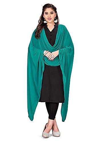 tulsi Women's Solid Casual Faux Chiffon Dupatta/Chunni/Sacarf With Pom Pom Lace (Length: 2.25 Meter, Width: 1 Meter) (Pack Of 1)-picture-52