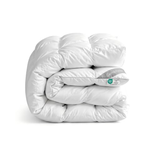 Image of Calm&Relax Hybrid Weighted Blanket - Fluffy Cloud-Like Duvet & Gravity | Heavy Blanket for Anxiety & Sleep - Breathable Quilted Comforter for Queen King Bed Decor - 60x80in 20lbs,White