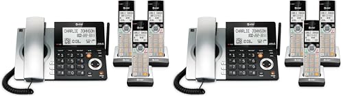 Image of AT&T CL84307 Dect 6.0 Expandable Corded /Cordless Phone with Smart Call Blocker, Silver /Black with 3 Handsets (Pack of 2)