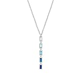 s.Oliver Y-Collier 925 Sterling Silber Damen Halsschmuck, mit Zirkonia synth, 42+3 cm, Blau, Kommt in Schmuck Geschenk Box, 2031402