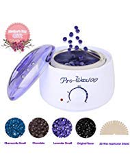 Wax Warmer, Hair Removal Kit Electric Wax Melter Hot Wax Warmer Brazilian Wax Kit with 4 Different Flavors Wax Beans and 20 Wax Applicator Sticks for Women and Men