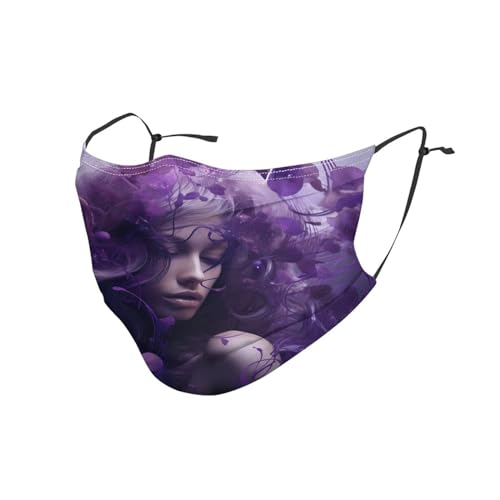 YYHWHJDE Adult Masks Washable 5 PCS Soft breathable Suitable for camping, running, traveling daily use purple love Picture