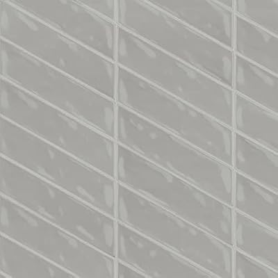 Bedrosians Sorrento Gloss Ceramic Tile 2.5" x 10", Right-Side, Grigio (18-Pack, 3.26 SF)