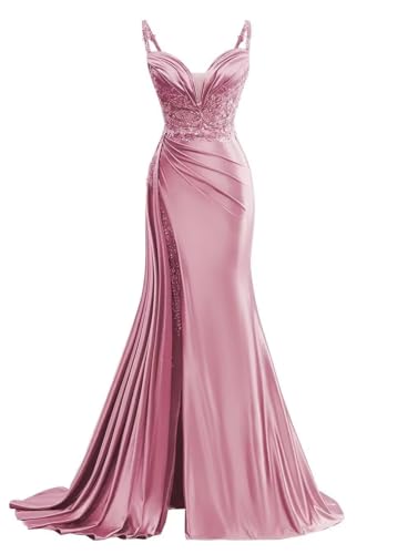 Spaghetti Straps Satin Prom Dress 2025 for Teens Mermaid Evening Party Gowns Sequin Lace Formal Dresses LL-M054