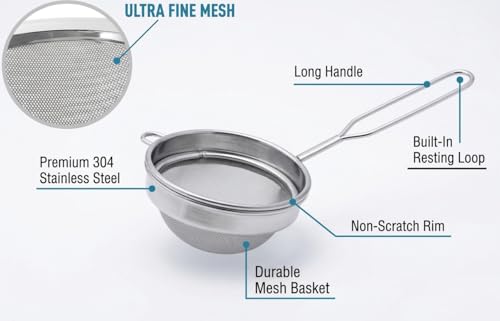 Image of Stainless Steel Tea Strainer (8cm) - Fine Mesh Chai Chhalni, Coffee Filter, Juice & Oil Strainer with Durable Wire Handle for Smooth Brewing
