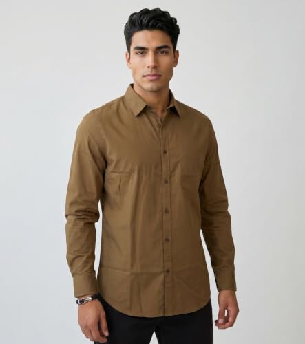 Image of Amazon Brand - INKAST Men Solid Cotton Shirt | Casual Wear | Basic Essential Plain Everyday & Office Wear | Full Sleeve | Regular Fit