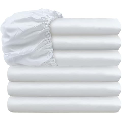 Glarea Queen Fitted Sheet Only - Deep Pocket White Sheets Bulk 6 Pack for Home, Air Bnb Essentials, Massage Table, Hospital Bed - Made of Microfiber Fabric for Soft Feel Cover