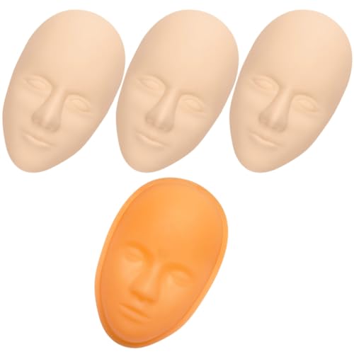 TOPPERFUN Piel de Práctica para Tatuajes Faciales 5d Silicona Suave, Kit de 3 Piezas Base Fija de Pvc Naranja, Molde Realista para Tatuajes Bordados y Entrenamiento Profesional
