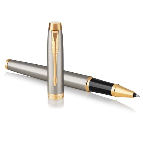 Parker IM stylo roller IM | métal brossé | pointe fine | encre noir | coffret cadeau