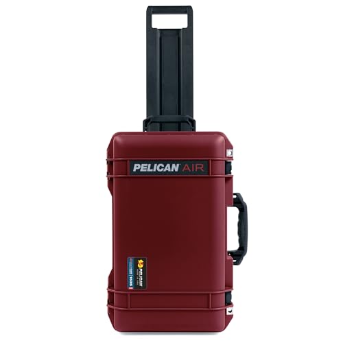 Oxblood Pelican 1535 Air case with Black Handles & latches. Comes Empty & with Wheels.