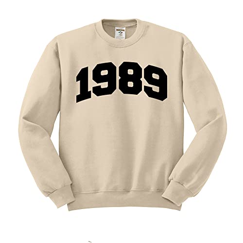 TeesAndTankYou College Style 1989 Sweatshirt Unisex Medium Sand