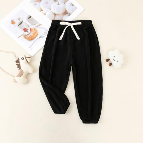 Toddler Boys Girls Corduroy Sweatpants Solid Color Pull On Elastic Waist Pants Sports Trousers with Drawing2